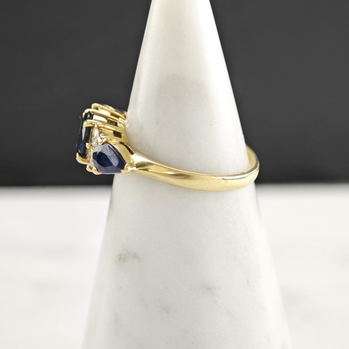Natural Sapphire & Diamond 14K Gold Ring Sz 7 3/4 R6800