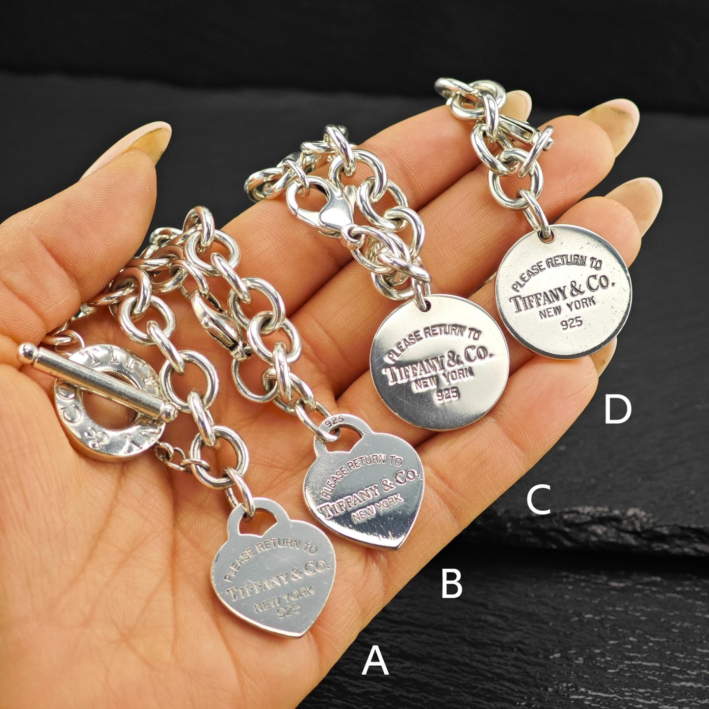 Choice of Tiffany Curb Link Tag Bracelets, Sterling Silver
