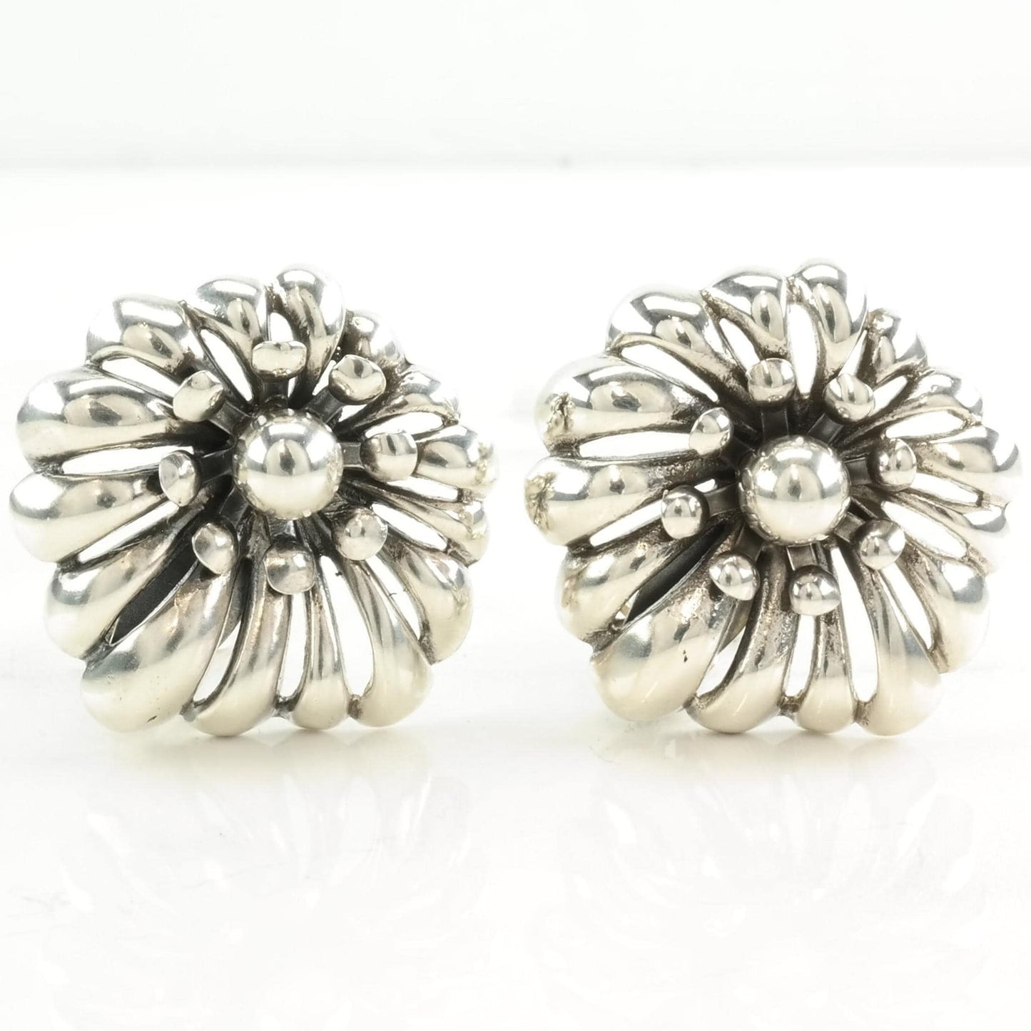 Vintage Sterling Silver Clip on Earrings Napier Floral