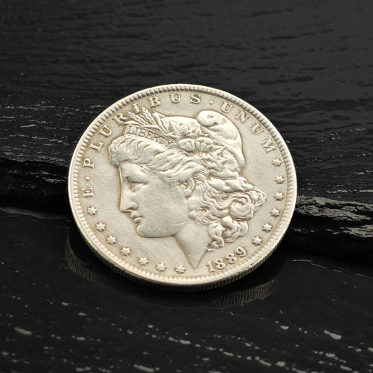 Vintage Sterling Silver Morgan Dollar Coin 1889 MISC0413
