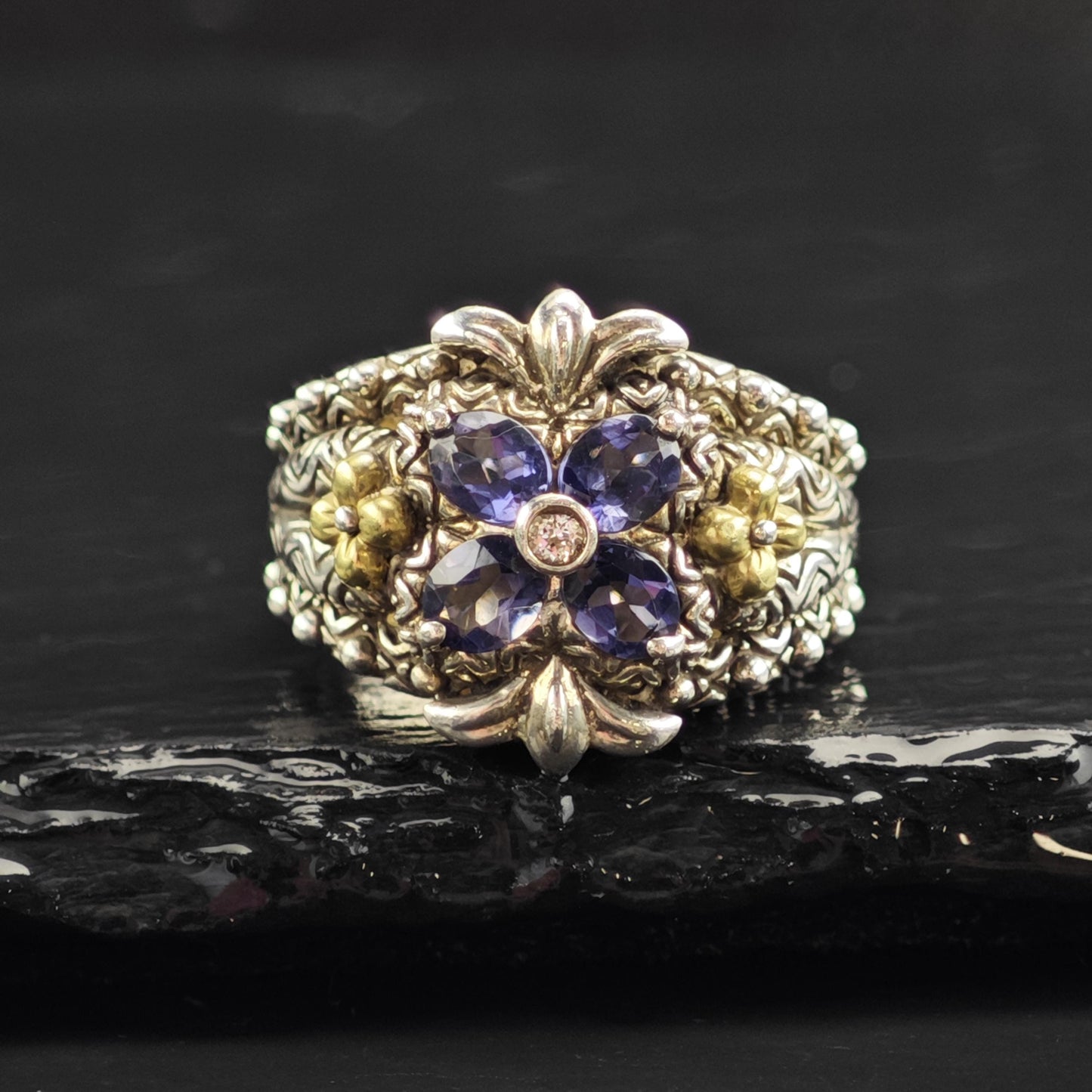 Bixby Tanzanite 18K Gold Accent Sterling Silver Ring Sz 6 R6548