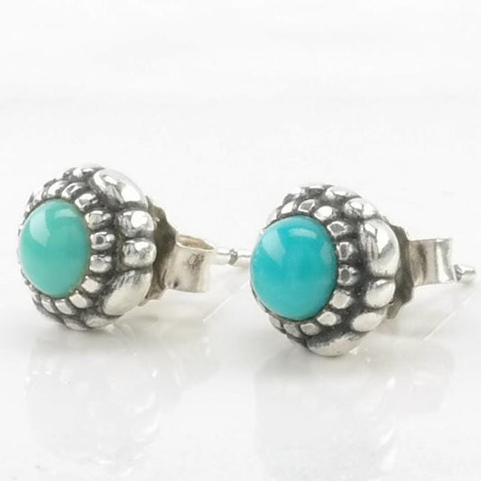 Vintage Sterling Silver Stud Earrings Pandora Blue Turquoise