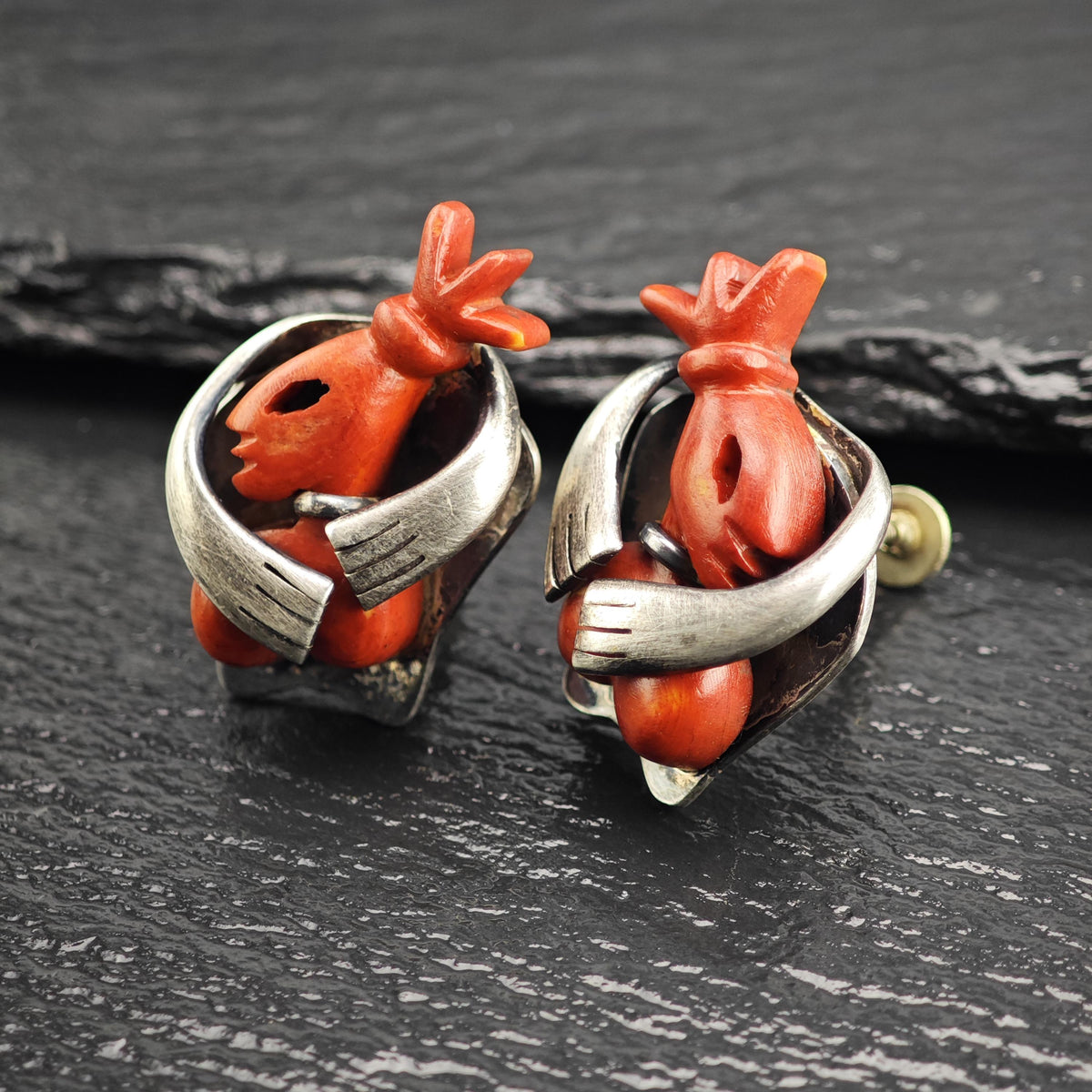 Taxco Salvador Teran Screw Back Sterling Silver Earrings ER3228Gra