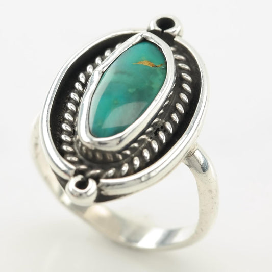 Vintage Native American Silver Ring Turquoise Sterling Green Size 7