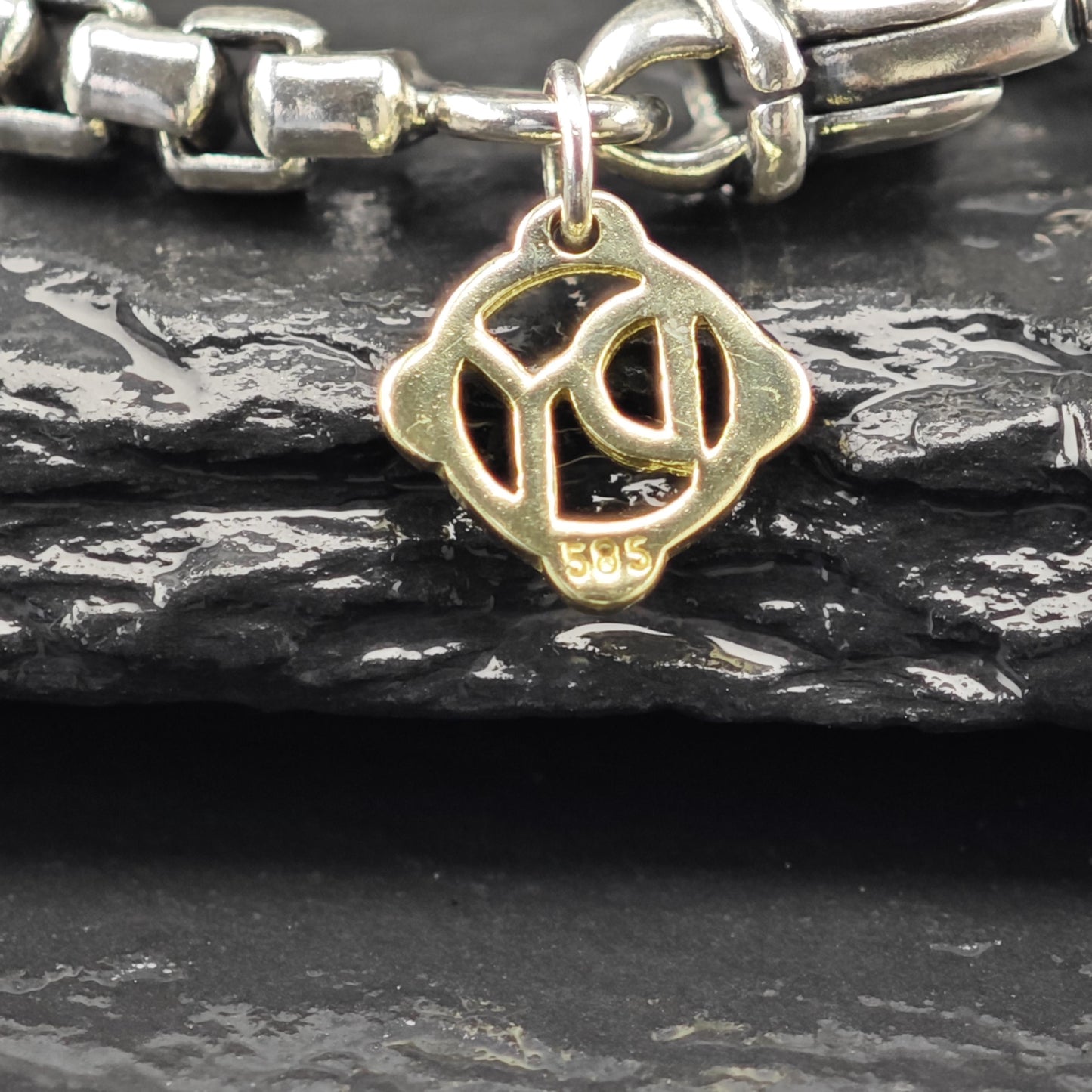 Vintage David Yurman Sterling Silver, 14K Gold Tag 3.6mm Box Chain Necklace