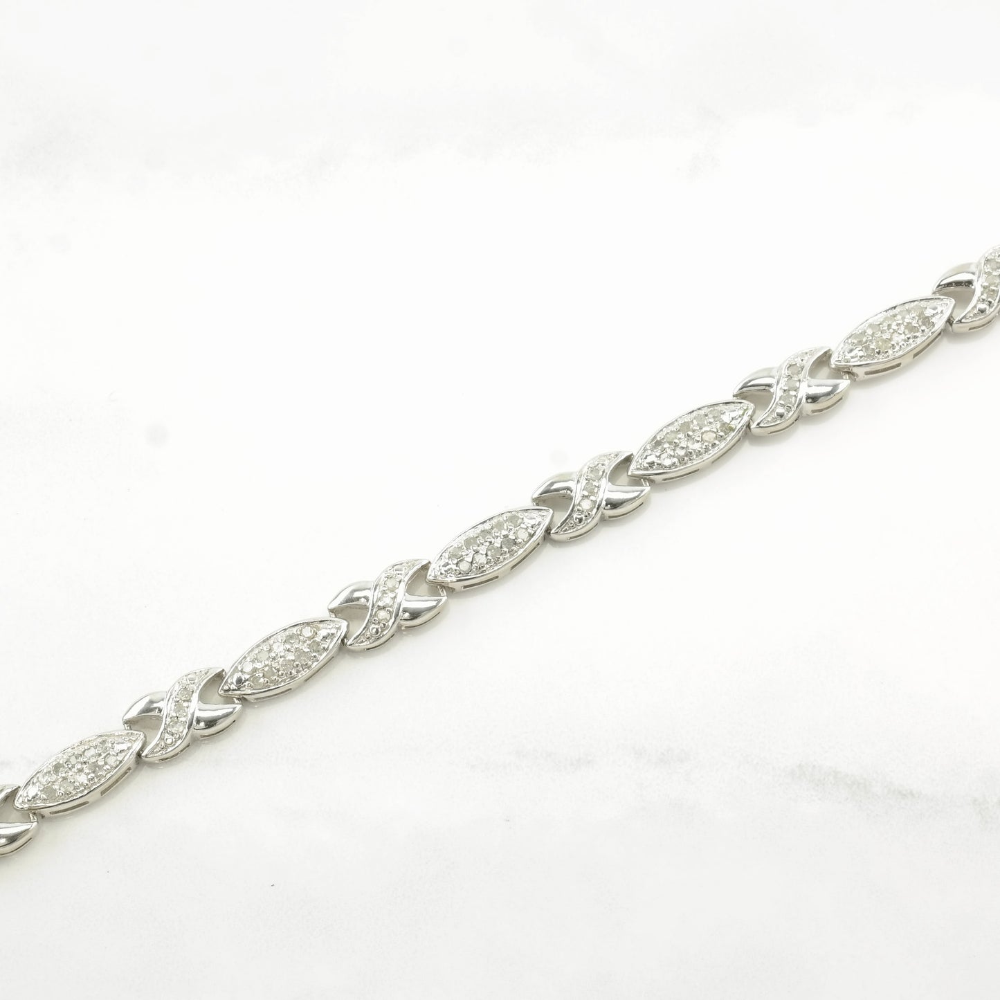 Vintage Sterling Silver Line Bracelet Diamond