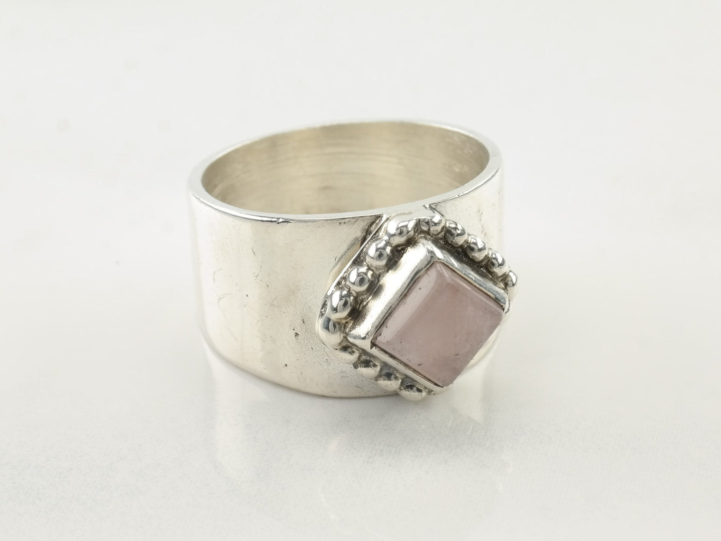 Vintage Carol Felley Silver Ring Rose Quartz Sterling Size 6 1/4