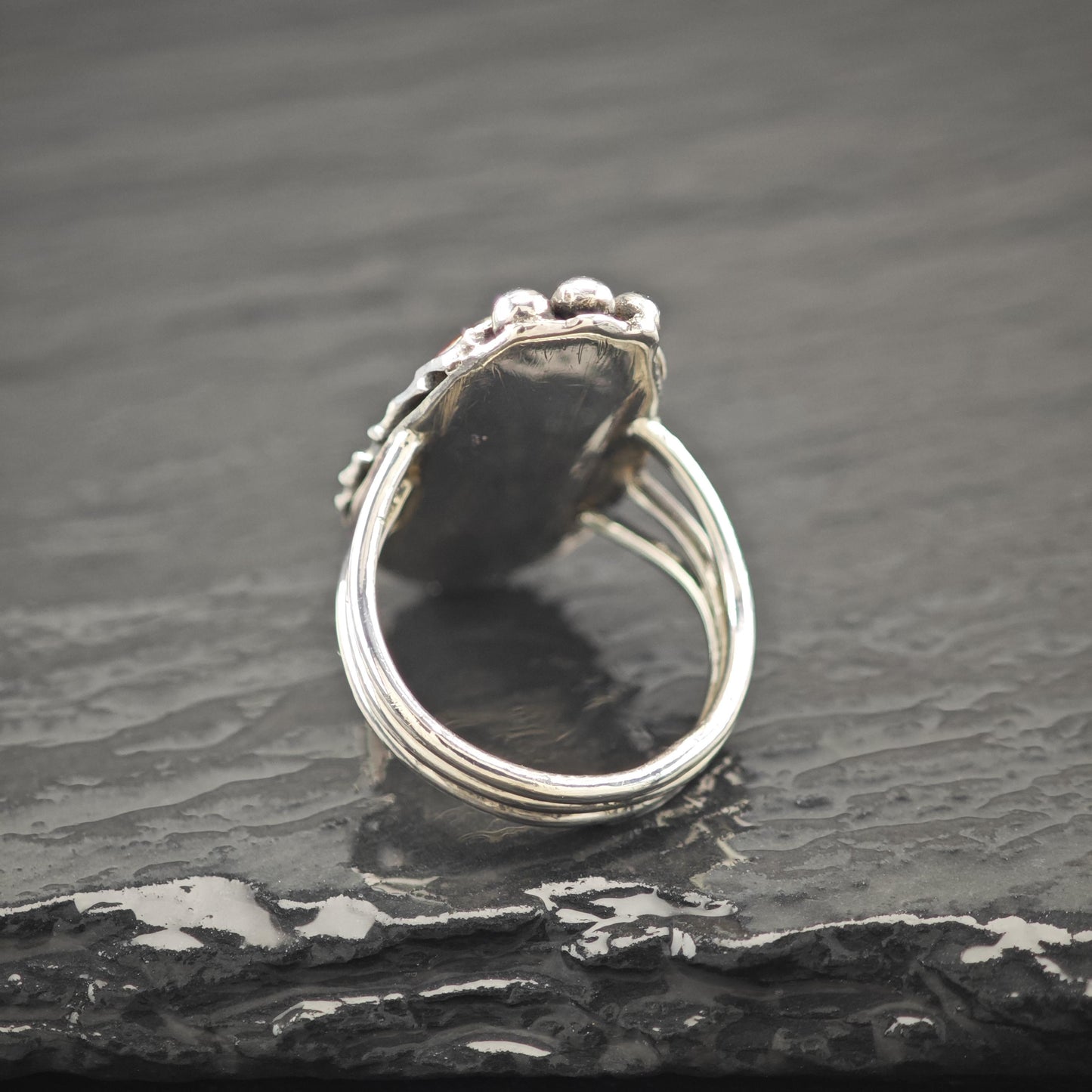 Vintage Sterling Silver Ring, Unique Gemstone Size 5 1/4