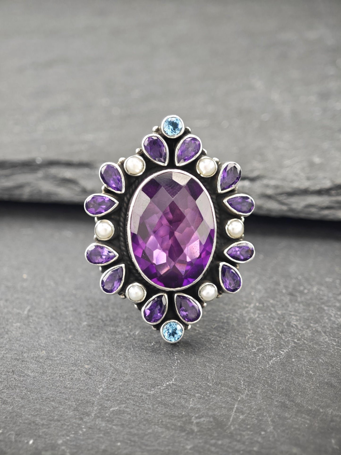 Vintage Nicky Butler Amethyst Ring Sterling Silver