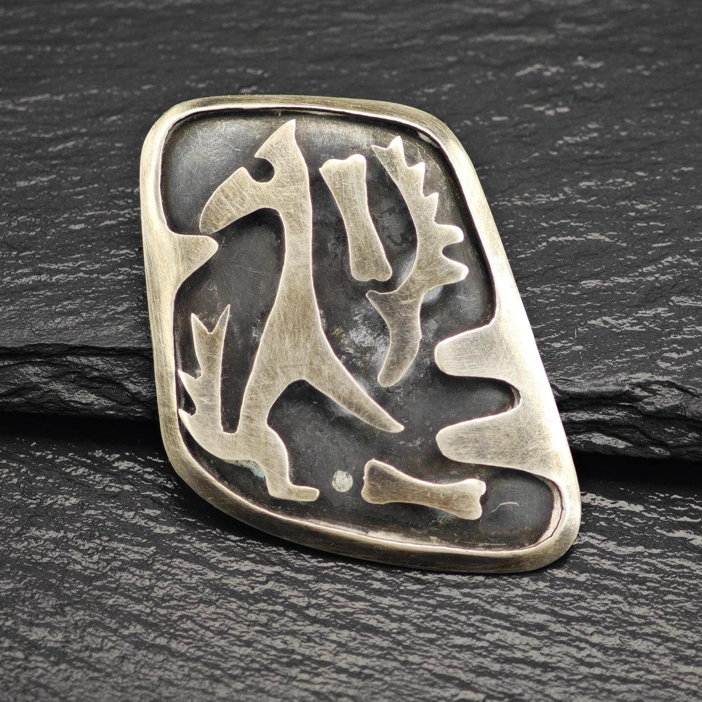 Mexico Abstract, Shadowbox Brooch Pendant Sterling Silver