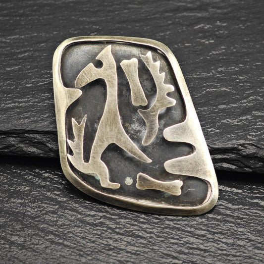Mexico Abstract, Shadowbox Brooch Pendant Sterling Silver