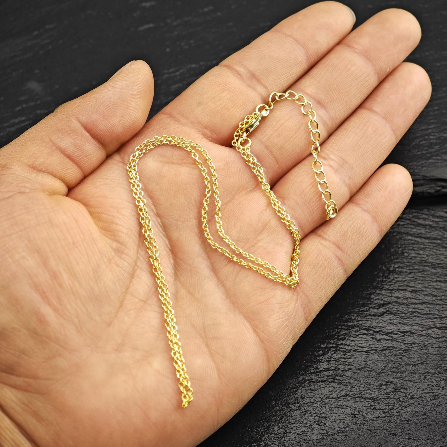 Gold Plated Adjustable Link Chain Sterling Silver Necklace N2758
