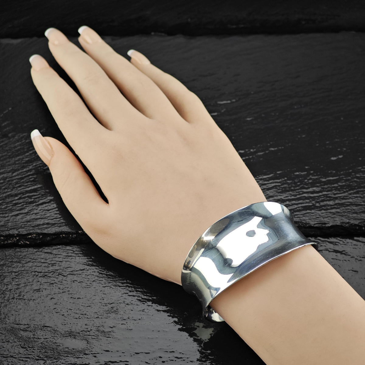 Taxco Ballesteros Modernist Sterling Silver Cuff Bracelet Sz 6 3/4" BR3185