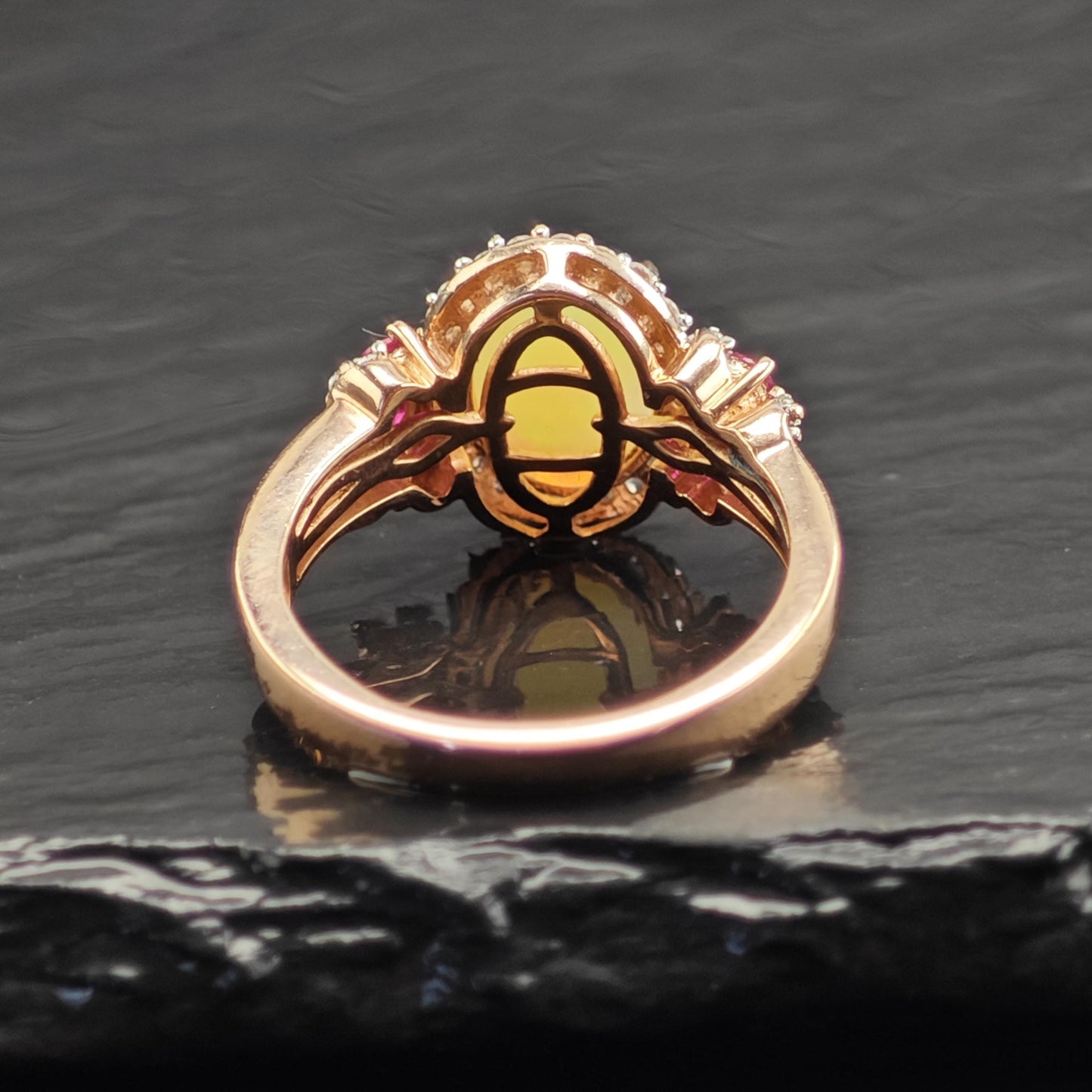 Opal Ruby Rose Gold Plated Sterling Silver Ring Sz 7 R6733