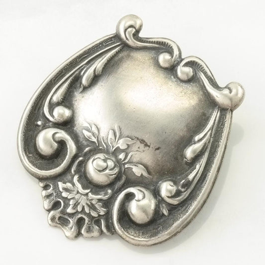 Silver Brooch Baroque Floral Sterling B1918