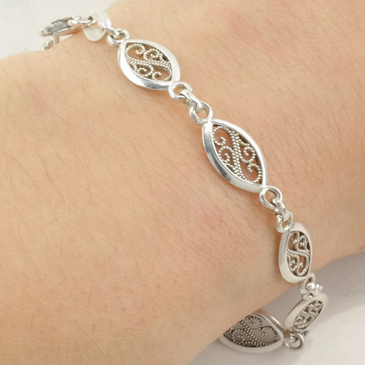 Milor Sterling Silver Link Bracelet Filigree Anklet