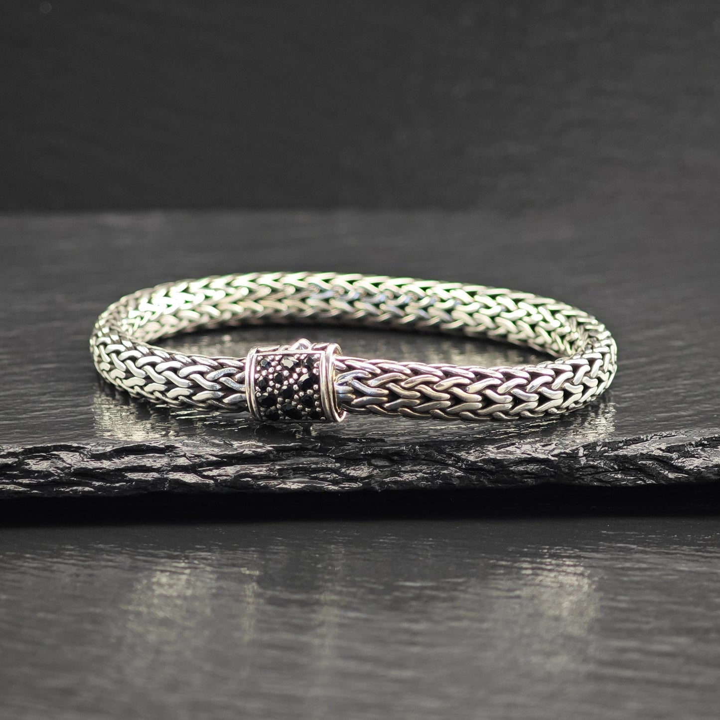 John Hardy Icon Bracelet 7.5mm Black Sapphire Sterling Silver