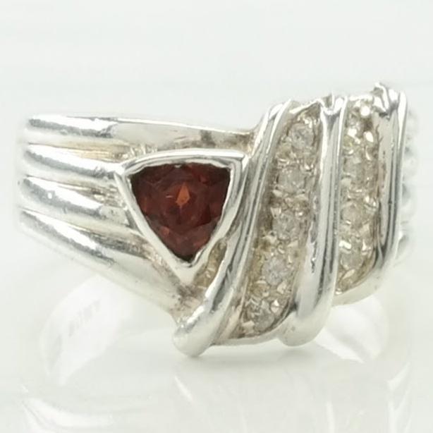 Vintage Sterling Silver Ring Garnet CZ Red Size 7