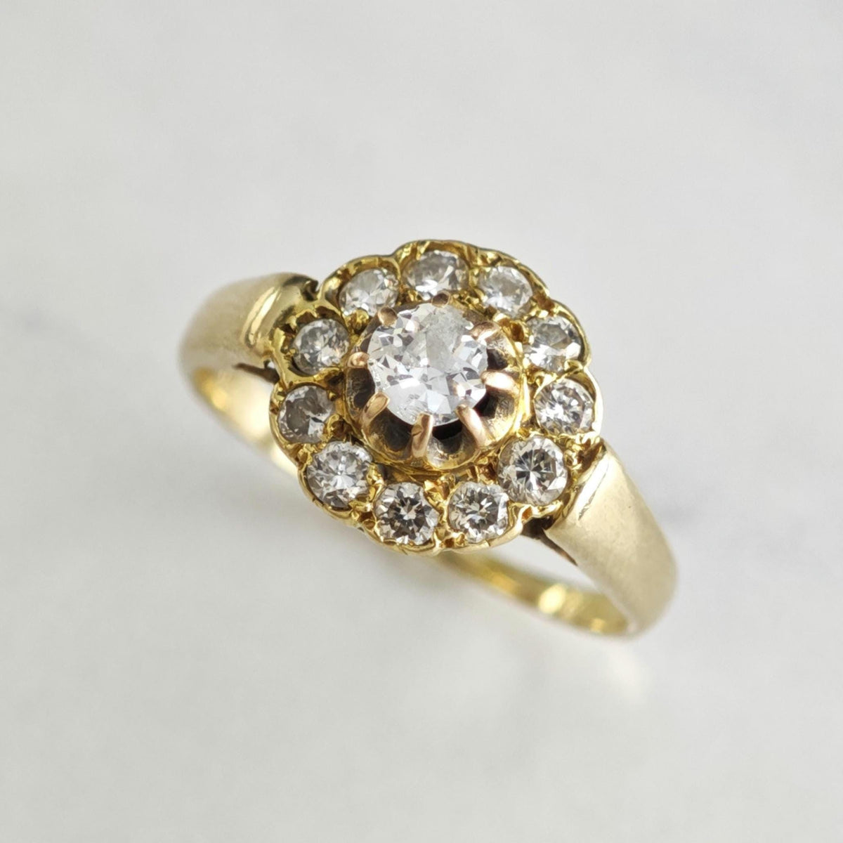 AS IS Diamond Halo 14K Gold Ring Sz 6 1/2 R6784