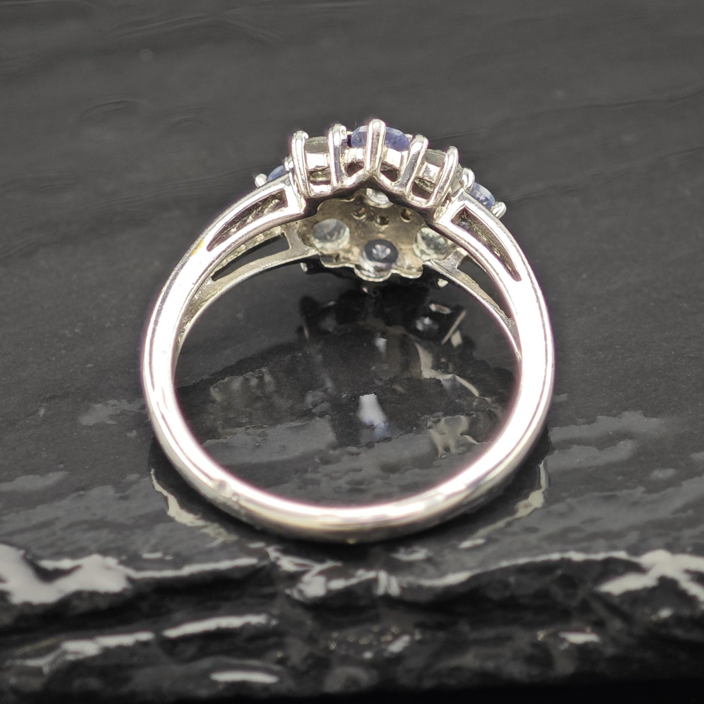 Floral Sterling Silver Ring Gemstone Accent Size 8 R6235