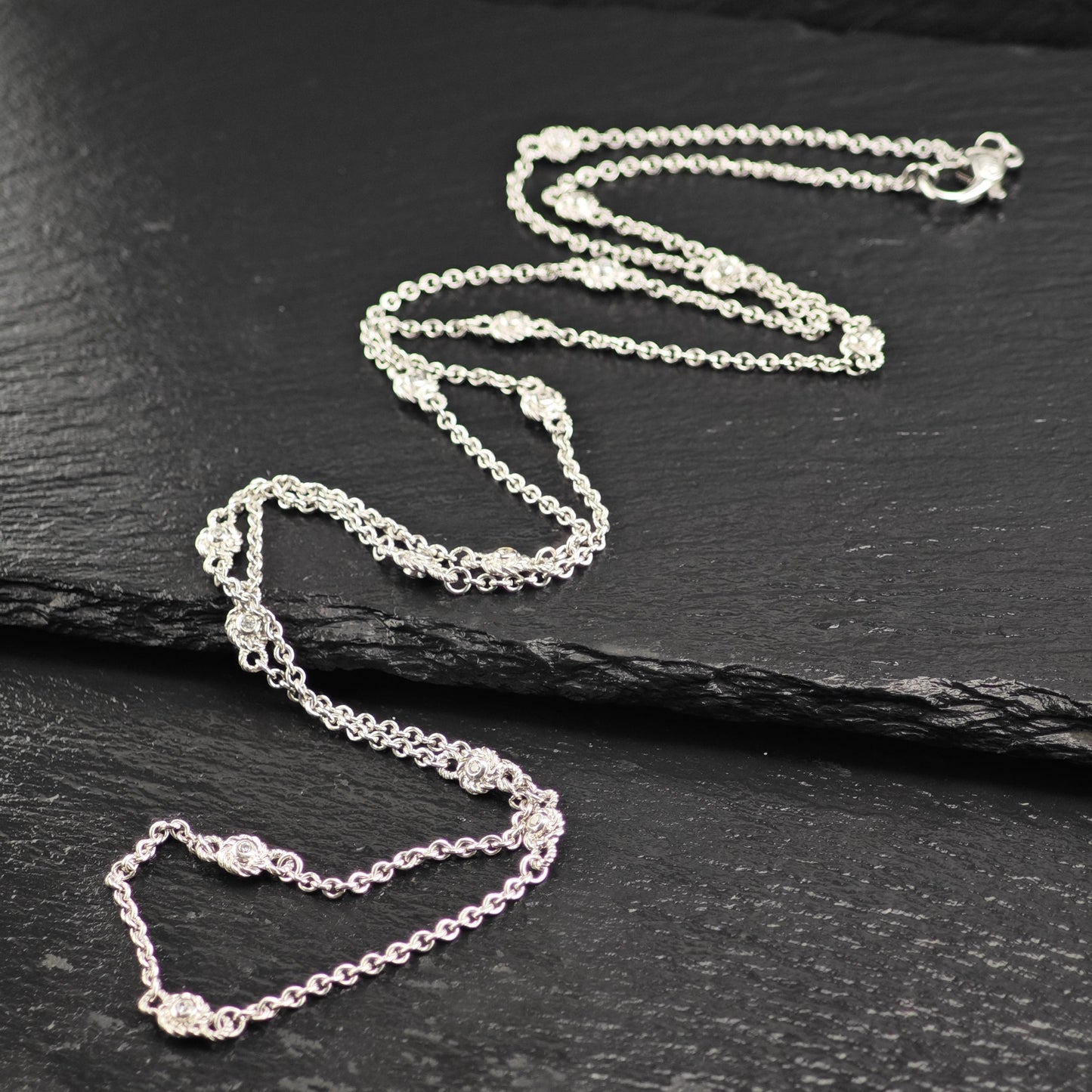 Vintage Judith Ripka DQCZ Wrap Necklace Sterling Silver N2739