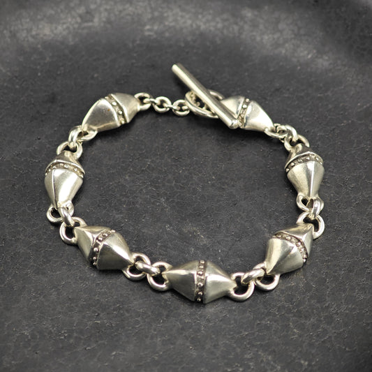 Polished Lisa Jenks Modernist Link Sterling Silver Bracelet Sz 7" BR3163