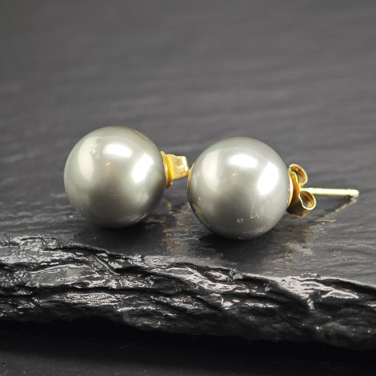 Choice of 11mm Gray or Ivory Pearl, 14K Gold Stud Earrings ER3225