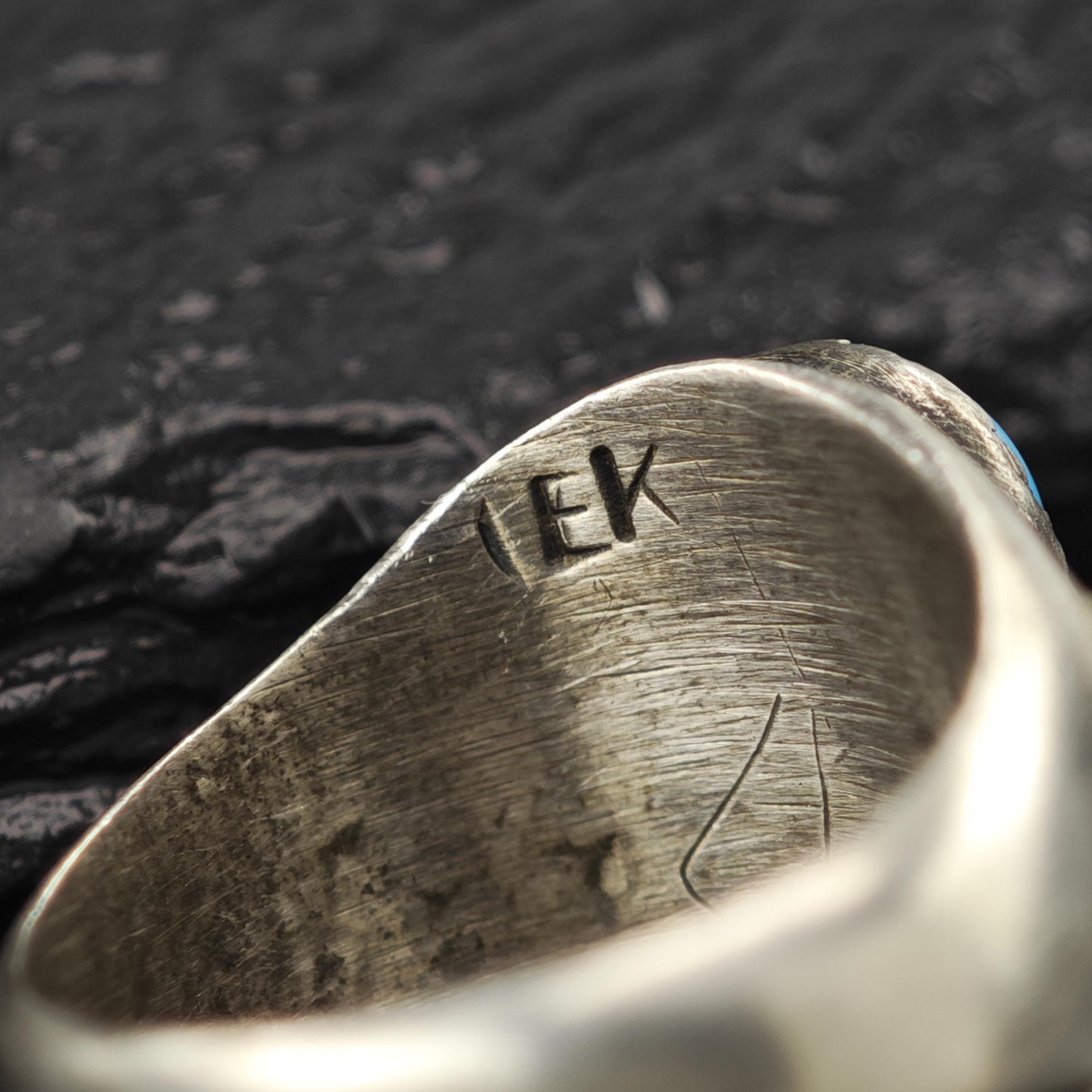 Native American Turquoise, Coral Ring Sterling Silver Size 8 1/2