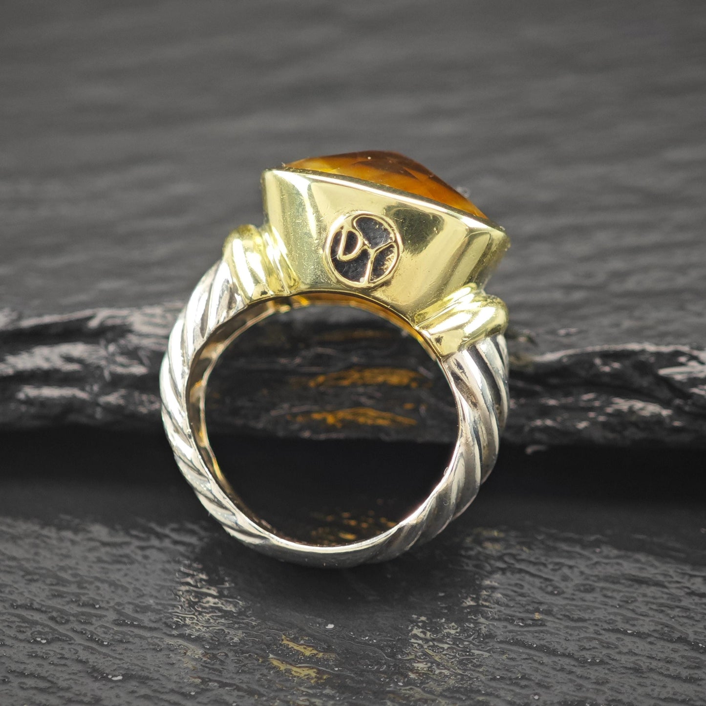 David Yurman Citrine Noblesse Ring, 14k Gold Accent, Sterling Silver