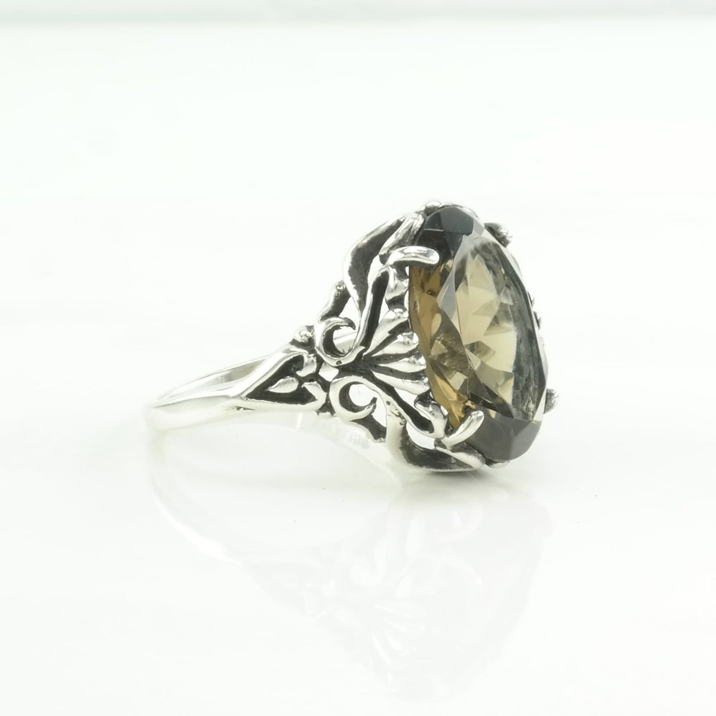 Kabana Silver Ring Smokey Quartz Sterling Size 10 1/4