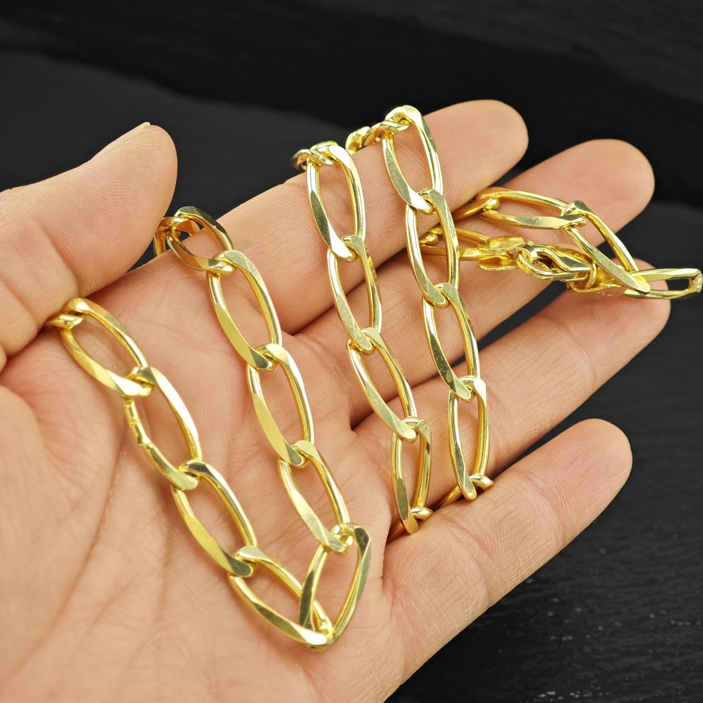 AS IS Sterling Silver Gold Modified Figaro 8mm Link Chain Necklace 24" N2646