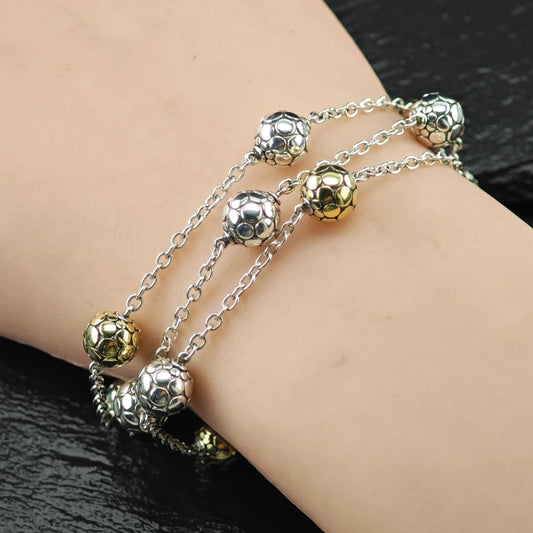 John Hardy Dot Collection 18K Gold Accent Bracelet Sterling Silver Ball Size 7"