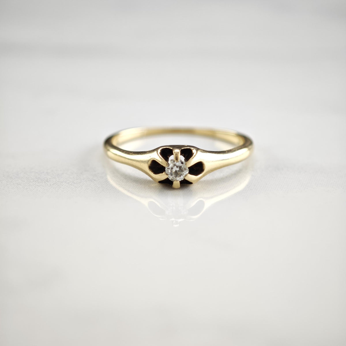 AS IS Antique Diamond 14K Gold Ring Sz 6 R6809
