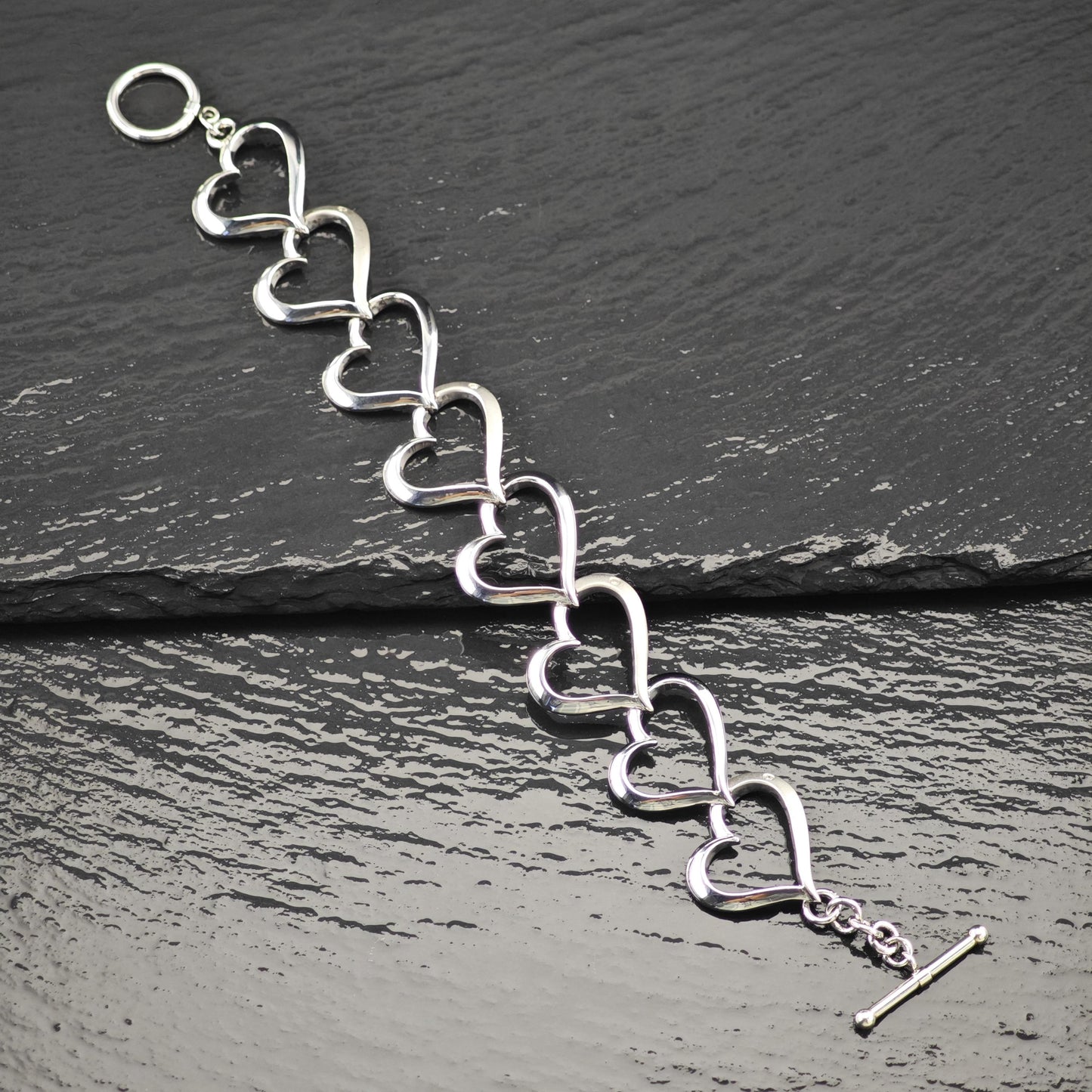 Heart Diamond Bracelet Sterling Silver Size 7 1/2" BR3006