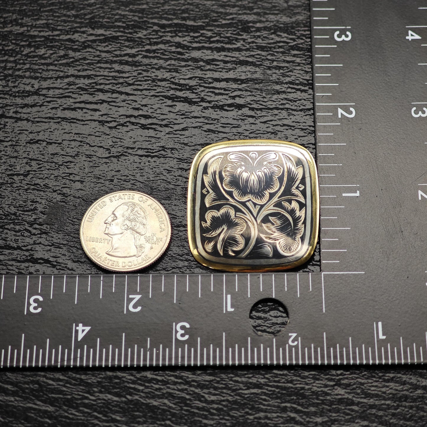 Vintage Soviet Gold Gilded, Niello Sterling Silver Brooch