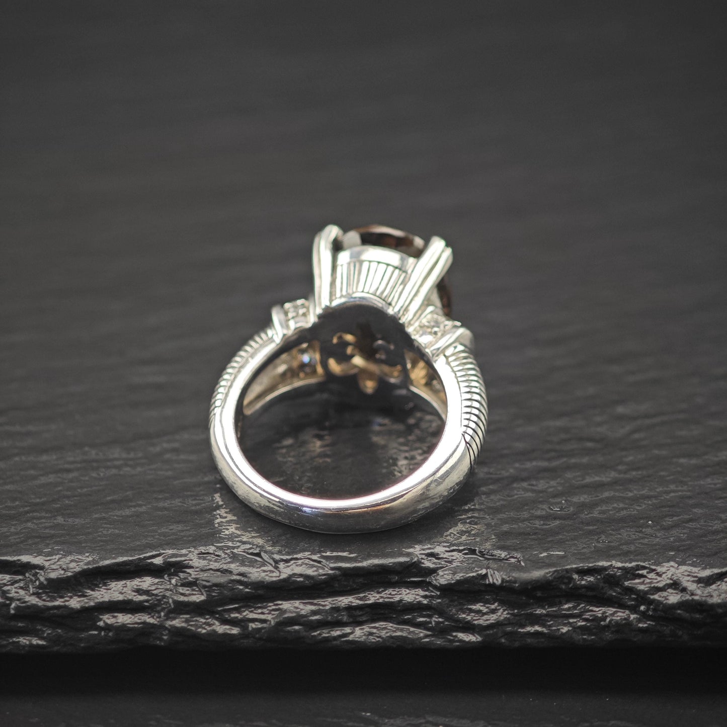 Judith Ripka Brown Quartz Ring Sterling Silver
