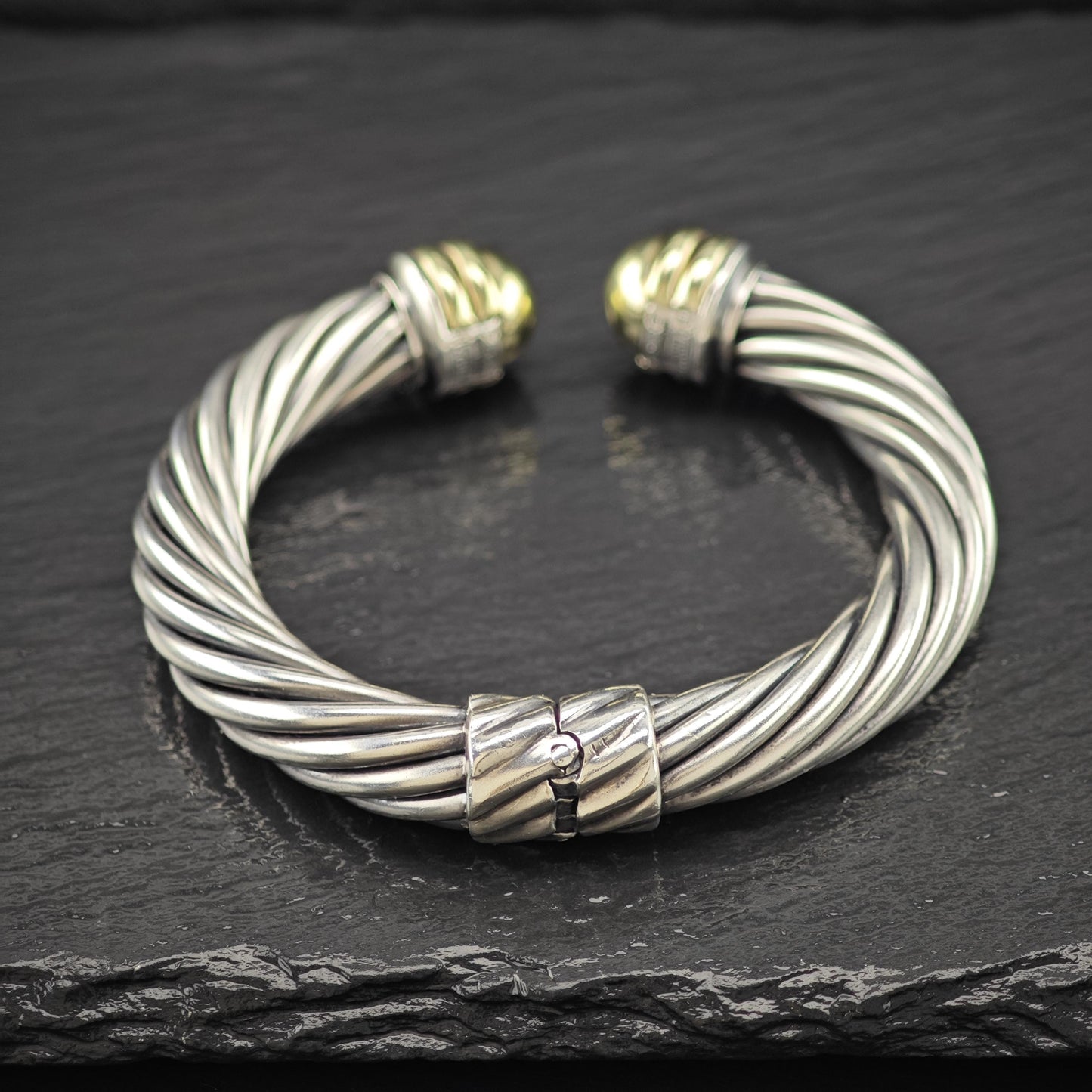 Vintage David Yurman Cable Cuff Bracelet, 14K Gold & Sterling Silver (Size 6.25)