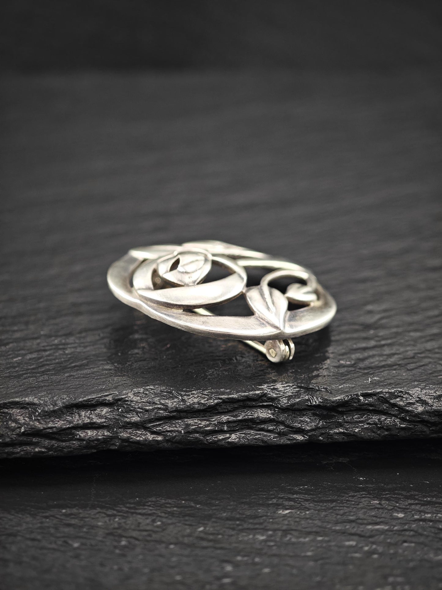 European Floral Brooch Sterling Silver