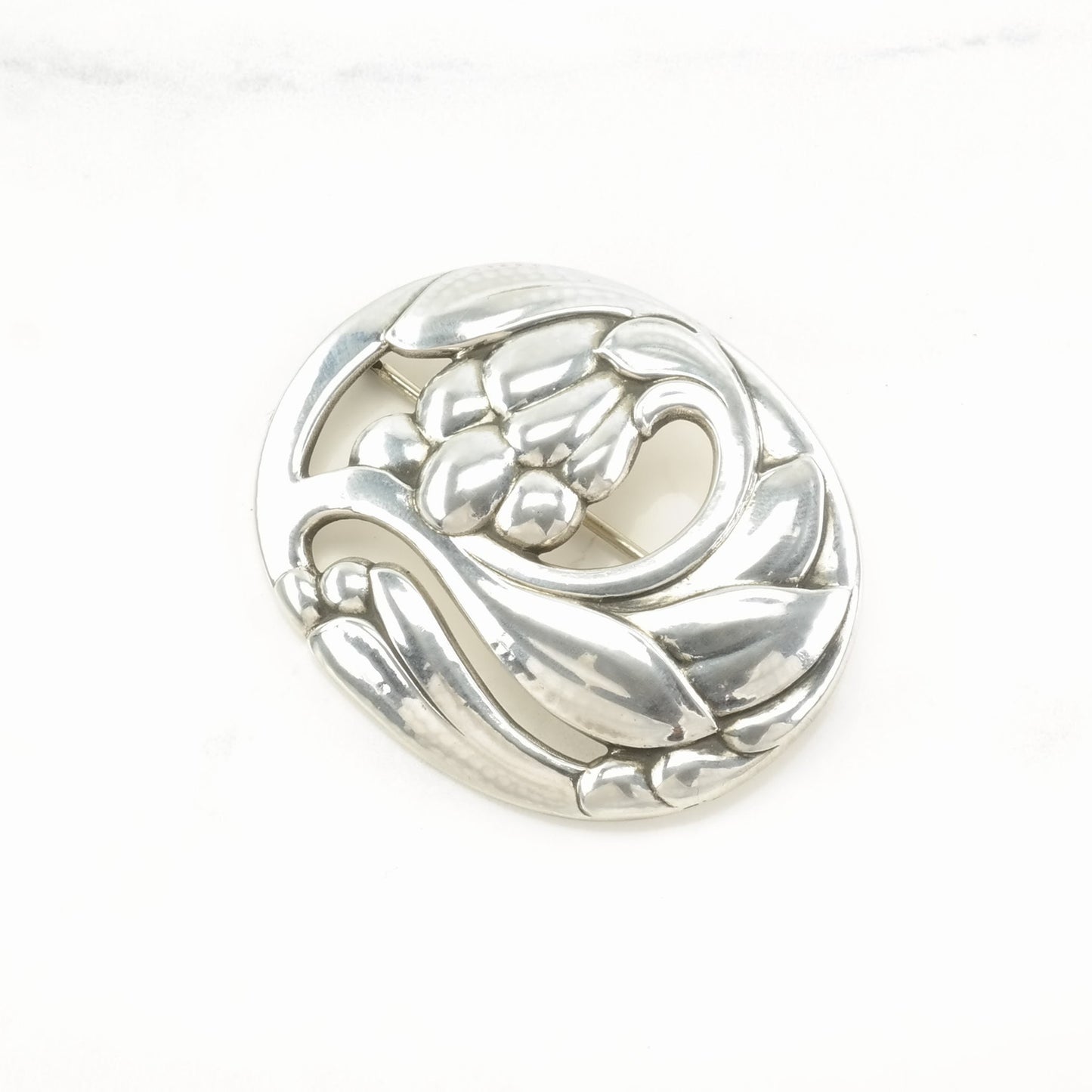 Vintage Georg Jensen Sterling Silver Brooch 65 Floral