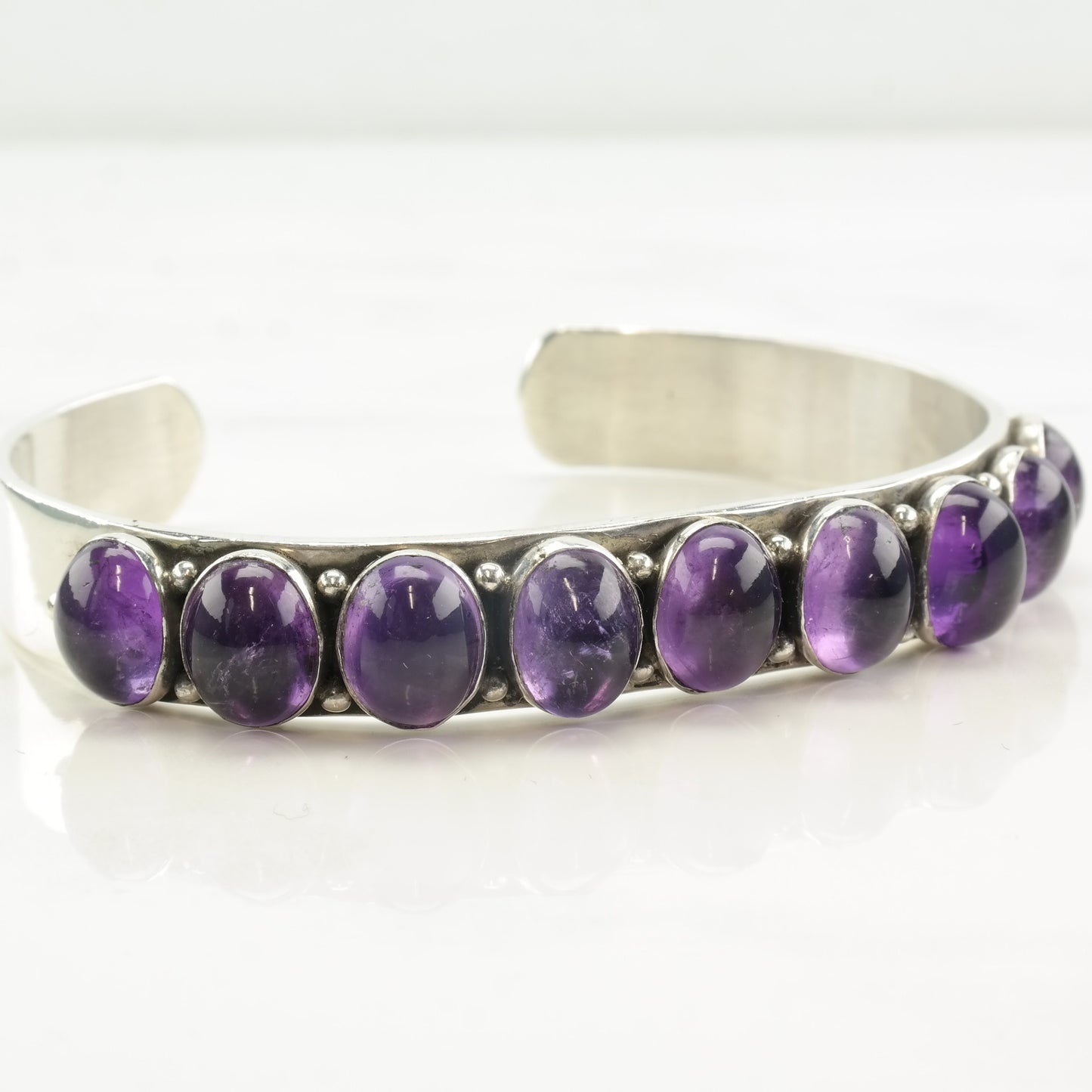 Toadlena Sterling Silver Amethyst Cluster Cuff Bracelet