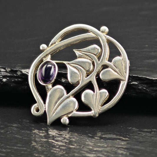 Amethyst Cabochon Sterling Silver Brooch B2263
