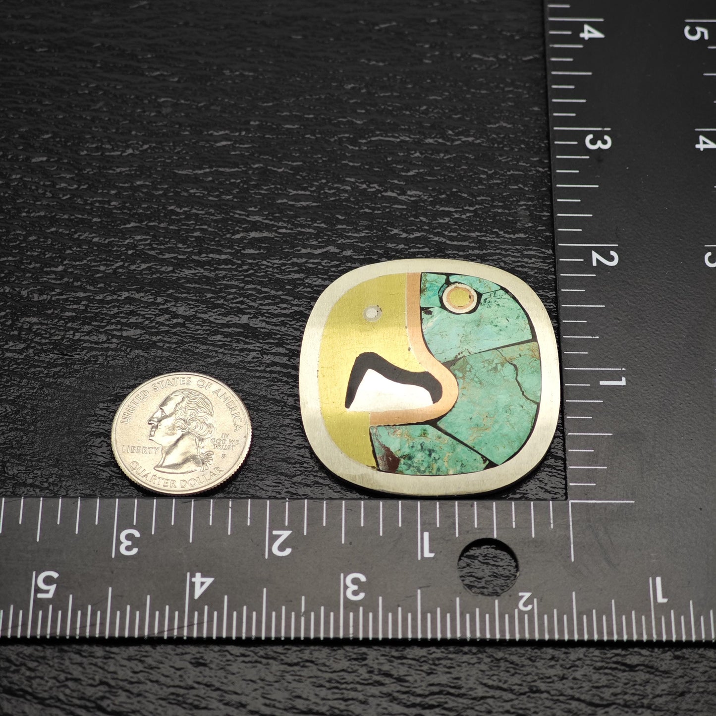 Taxco Abstract Brooch Pendant Multi-Color Mixed Metal Design Sterling Silver