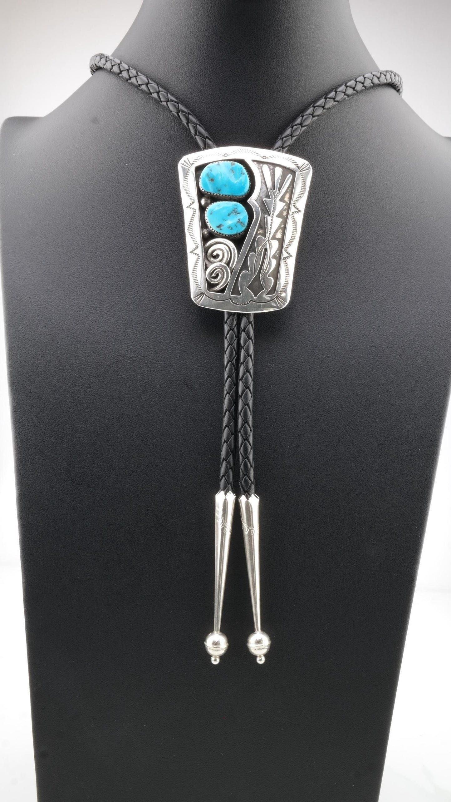 Turquoise Sleeping Beauty Bolo Tie Native American Sterling Silver Blue Necklace