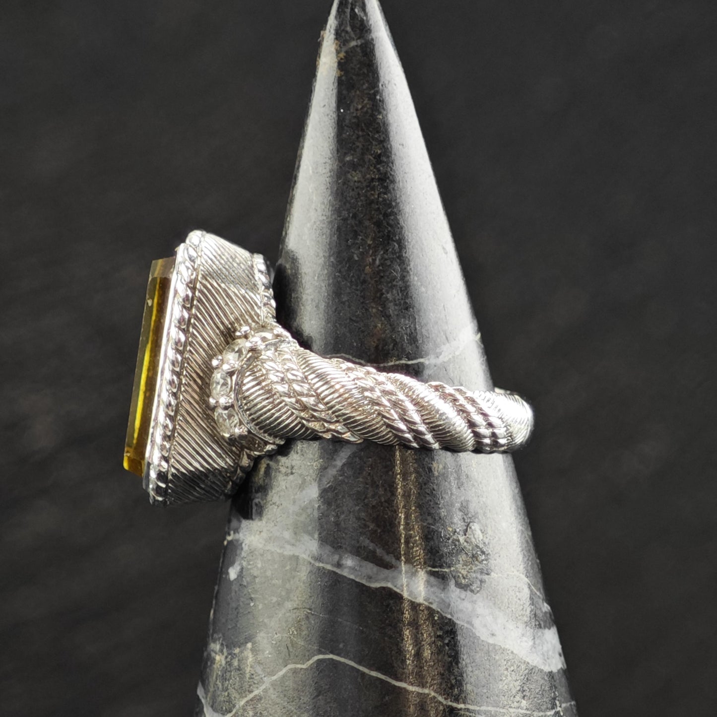 Vintage Judith Ripka Glass Intagilo Sterling Silver Ring Sz 6 R6595