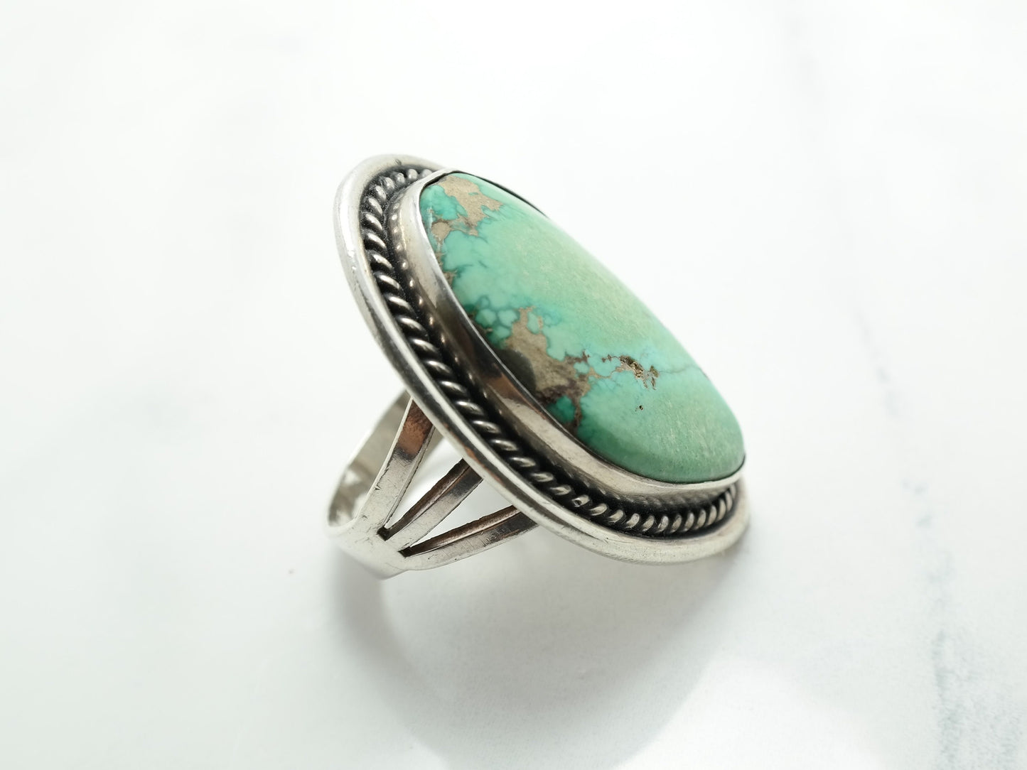 Vintage Native American Ring Turquoise Sterling Silver Size 10 1/2