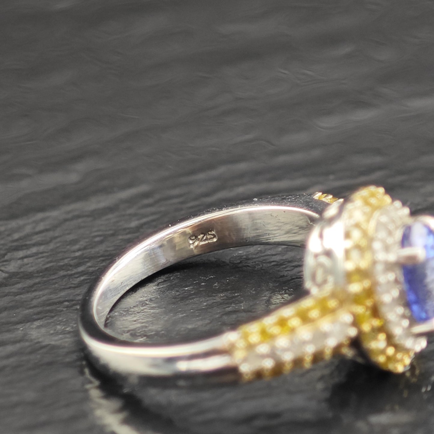 Tanzanite & Diamond Sterling Silver Ring Sz 6 R6599