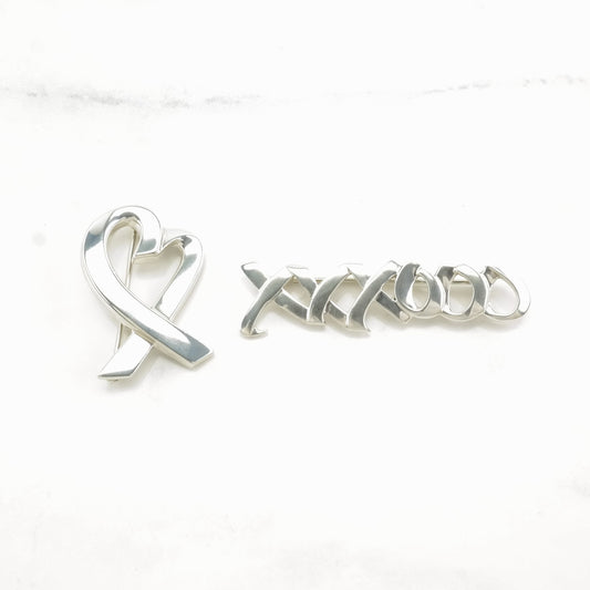 Choice: Tiffany & Co. Sterling Silver Brooch Heart XO