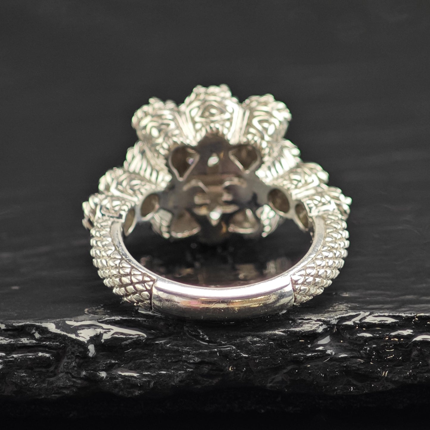 Vintage Judith Ripka CZ Square Design Sterling Silver Ring Sz 6 R6570
