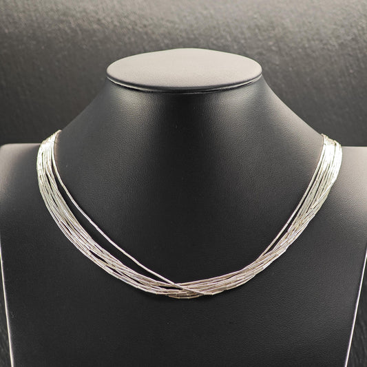 Vintage Liquid Silver 10 Strand, 26 Inch Necklace Sterling Silver