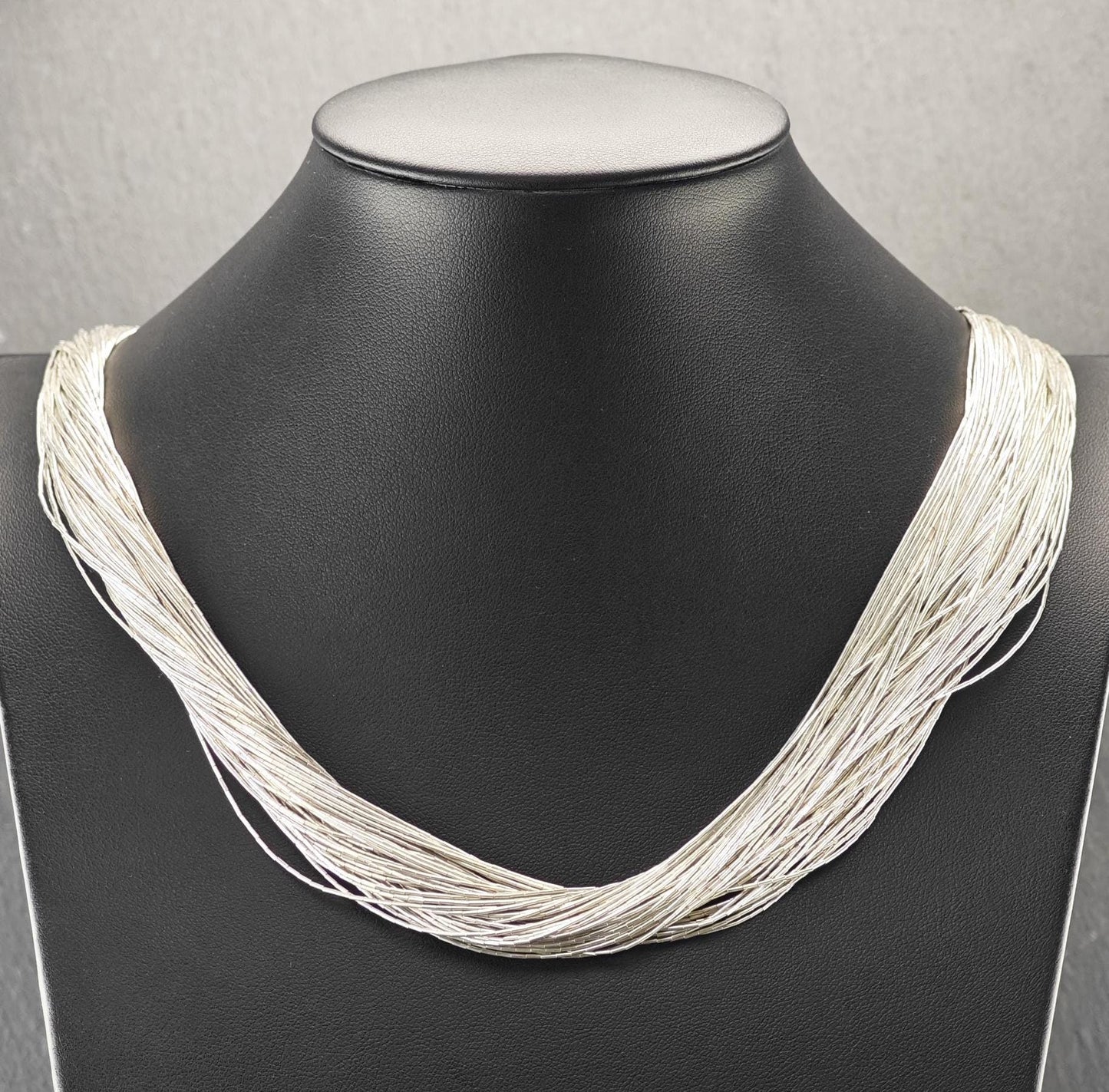 Sterling Silver, Liquid Heishi 75 Strand Necklace N2434
